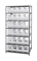 QUANTUM STORAGE 2475-951CL Unidad de Estantería, 7 Estantes, 24 Contenedores, Transparente, 75 " X 24 " X 36 "