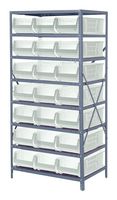 QUANTUM STORAGE 2475-952CL Unidad de Estantería, 8 Estantes, 21 Contenedores, Transparente, 75 " X 24 " X 36 "