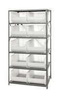 QUANTUM STORAGE 2475-954CL Unidad de Estantería, 6 Estantes, 10 Contenedores, Transparente, 75 " X 24 " X 36 "
