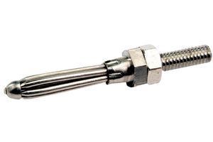 DELTRON COMPONENTS 559-0010 Banana Test Connector, 4mm, Plug, Panel Mount, 16 A, 50 V, Nickel Plated Contacts