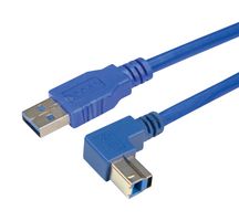 L-COM CA3A-90DB-03M USB Cable, USB Type A Plug, USB Type B Plug, 300 mm, 11.8 ", USB 3.0, Blue