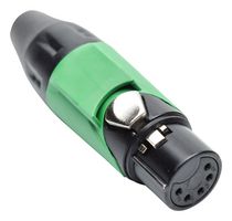 AMPHENOL AUDIO AX5FB5M-AU XLR Connector, Skt Contact, Grn, 5 Contacts, Plug, Cable Mount, Gold Plated Contacts