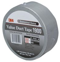 3M 1900 Tape, Duct, Polyethylene Film, Silver, 180ft L x 1.88" W