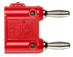POMONA 1330-ST-2 Banana Test Connector, Plug, 15 A, 60 VDC, Nickel Plated Contacts, Red