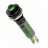 CML INNOVATIVE TECHNOLOGIES 19080255 LED Panel Mount Indicator, Satin Chrome Bezel, Green, 12 V, 8 mm, 17 mA, 1.3 cd, IP67