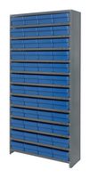 QUANTUM STORAGE CL1875-606BL Shelving Unit, 13 Shelves, 48 Bins, Blue, 75 " X 18 " X 36 "