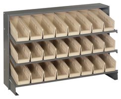 QUANTUM STORAGE QPRHA-101IV Shelving Unit, 3 Shelves, 24 Bins, Ivory, 23 " X 12.5 " X 36 "