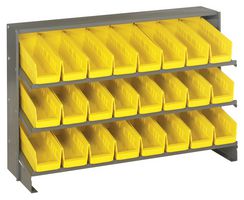 QUANTUM STORAGE QPRHA-101YL Shelving Unit, 3 Shelves, 24 Bins, Yellow, 23 " X 12.5 " X 36 "