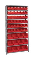 QUANTUM STORAGE QSBU-230240RD Unidad de Estantería, 10 Estantes, 48 Contenedores, Rojo, 75 " X 12 " X 36 "