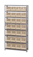 QUANTUM STORAGE QSBU-239IV Shelving Unit, 8 Shelves, 28 Bins, Ivory, 75 " X 12 " X 36 "