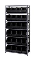 QUANTUM STORAGE QSBU-265BK Shelving Unit, 7 Shelves, 24 Bins, Black, 75 " X 18 " X 36 "