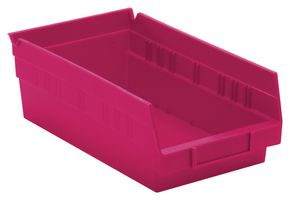 QUANTUM STORAGE QSB102PK Storage Bin, Pink, 4 " x 11.625 " x 6.625 "
