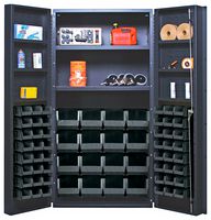 QUANTUM STORAGE QSC-64-2S-6DSBK Storage, Bin Cabinet, Black, 64 Bins, 72 " x 24 " x 36 ", 800 lb