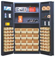 QUANTUM STORAGE QSC-64-2S-6DSIV Storage, Bin Cabinet, Ivory, 64 Bins, 72 " x 24 " x 36 ", 800 lb