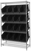 QUANTUM STORAGE WRSL6-74-1848-260BK Unidad de Estantería, 6 Estantes, 16 Contenedores, Negro, 74 " X 18 " X 48 "
