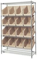 QUANTUM STORAGE WRSL6-74-1848-260IV Shelving Unit, 6 Shelves, 16 Bins, Ivory, 74 " X 18 " X 48 "