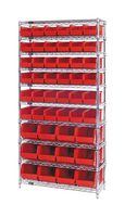 QUANTUM STORAGE WR10-230240RD Unidad de Estantería, 10 Estantes, 48 Contenedores, Rojo, 74 " X 14 " X 36 "
