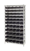 QUANTUM STORAGE WR12-102CO Unidad de Estantería, 12 Estantes, 55 Contenedores, Negro, 74 " X 12 " X 36 "