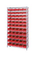 QUANTUM STORAGE WR12-102RD Unidad de Estantería, 12 Estantes, 55 Contenedores, Rojo, 74 " X 12 " X 36 "