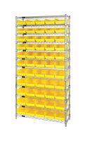 QUANTUM STORAGE WR12-102YL Unidad de Estantería, 12 Estantes, 55 Contenedores, Amarillo, 74 " X 12 " X 36 "