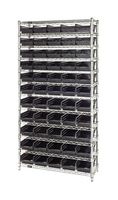 QUANTUM STORAGE WR12-104BK Unidad de Estantería, 12 Estantes, 55 Contenedores, Negro, 74 " X 18 " X 36 "