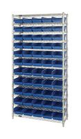 QUANTUM STORAGE WR12-104BL Unidad de Estantería, 12 Estantes, 55 Contenedores, Azul, 74 " X 18 " X 36 "