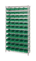 QUANTUM STORAGE WR12-104GN Unidad de Estantería, 12 Estantes, 55 Contenedores, Verde, 74 " X 18 " X 36 "