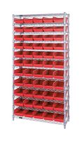 QUANTUM STORAGE WR12-106RD Unidad de Estantería, 12 Estantes, 55 Contenedores, Rojo, 74 " X 24 " X 36 "