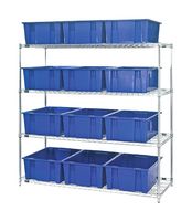 QUANTUM STORAGE WR4-12225BL Unidad de Estantería, 4 Estantes, 12 Contenedores, Azul, 63 " X 24 " X 66 "