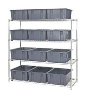QUANTUM STORAGE WR4-12225GY Unidad de Estantería, 4 Estantes, 12 Contenedores, Gris, 63 " X 24 " X 66 "