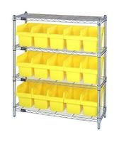 QUANTUM STORAGE WR4-39-1236-802YL Unidad de Estantería, 4 Estantes, 15 Contenedores, Amarillo, 39 " X 12 " X 36 "