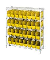 QUANTUM STORAGE WR5-39-1236-201YL Shelving Unit, 5 Shelves, 32 Bins, Yellow, 39 " X 12 " X 36 "