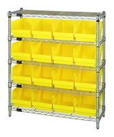 QUANTUM STORAGE WR5-39-1236-207YL Shelving Unit, 5 Shelves, 16 Bins, Yellow, 39 " X 12 " X 36 "