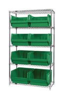 QUANTUM STORAGE WR5-543GN Shelving Unit, 5 Shelves, 8 Bins, Green, 74 " X 18 " X 42 "