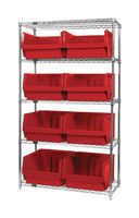 QUANTUM STORAGE WR5-543RD Shelving Unit, 5 Shelves, 8 Bins, Red, 74 " X 18 " X 42 "