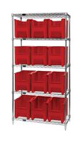 QUANTUM STORAGE WR5-600RD Unidad de Estantería, 5 Estantes, 12 Contenedores, Rojo, 74 " X 18 " X 36 "