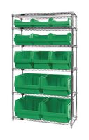 QUANTUM STORAGE WR6-13-MIXGN Unidad de Estantería, 6 Estantes, 13 Contenedores, Verde, 74 " X 18 " X 42 "