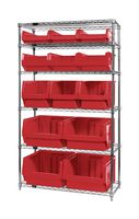 QUANTUM STORAGE WR6-13-MIXRD Unidad de Estantería, 6 Estantes, 13 Contenedores, Rojo, 74 " X 18 " X 42 "