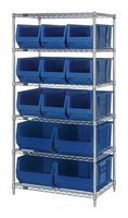 QUANTUM STORAGE WR6-953954BL Unidad de Estantería, 6 Estantes, 13 Contenedores, Azul, 74 " X 24 " X 36 "