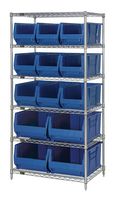 QUANTUM STORAGE WR6-973974BL Unidad de Estantería, 6 Estantes, 13 Contenedores, Azul, 74 " X 30 " X 36 "