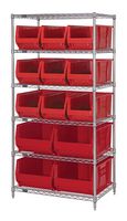 QUANTUM STORAGE WR6-973974RD Unidad de Estantería, 6 Estantes, 13 Contenedores, Rojo, 74 " X 30 " X 36 "