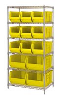 QUANTUM STORAGE WR6-973974YL Unidad de Estantería, 6 Estantes, 13 Contenedores, Amarillo, 74 " X 30 " X 36 "