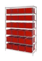 QUANTUM STORAGE WR7-92080RD Unidad de Estantería, 7 Estantes, 24 Contenedores, Rojo, 74 " X 18 " X 48 "