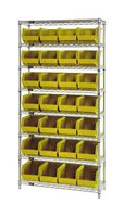 QUANTUM STORAGE WR8-239YL Shelving Unit, 8 Shelves, 28 Bins, Yellow, 74 " X 12 " X 36 "