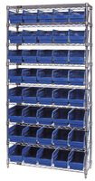 QUANTUM STORAGE WR9-204BL Unidad de Estantería, 9 Estantes, 40 Contenedores, Azul, 74 " X 18 " X 36 "