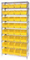 QUANTUM STORAGE WR9-208YL Unidad de Estantería, 9 Estantes, 32 Contenedores, Amarillo, 74 " X 18 " X 36 "