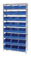 QUANTUM STORAGE WR9-209BL Unidad de Estantería, 9 Estantes, 24 Contenedores, Azul, 74 " X 12 " X 36 "