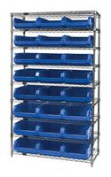 QUANTUM STORAGE WR9-531BL Unidad de Estantería, 9 Estantes, 24 Contenedores, Azul, 74 " X 18 " X 42 "