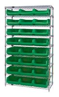 QUANTUM STORAGE WR9-531GN Unidad de Estantería, 9 Estantes, 24 Contenedores, Verde, 74 " X 18 " X 42 "