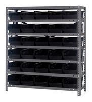 QUANTUM STORAGE 1239-102BK Shelving Unit, 7 Shelves, 30 Bins, Black, 39 " X 12 " X 36 "